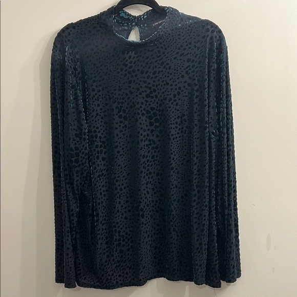 Lane Bryant Emerald Green MockNeck Long Sleeve Velvet Leoaprd Print Women's Top - Picture 1 of 8